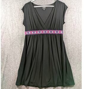 Nicole Miller Black‎ V-Neck Empire Waist Sleeveless Midi Dress Size 14